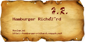 Hamburger Richárd névjegykártya